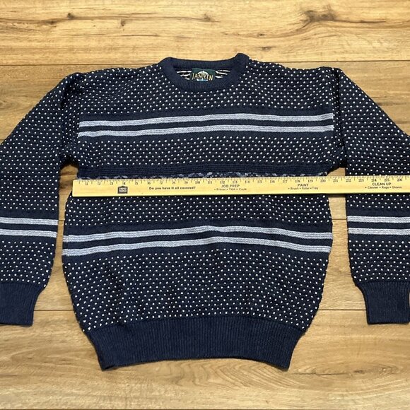 Men's VTG Jantzen Knit Sweater SZ LARGE Blue USA Made Retro Grandpa - Picture 6 of 11